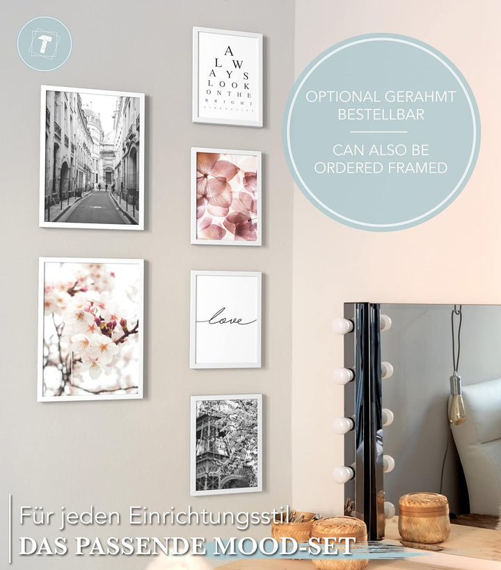 Papierschmiede® Mood Poster Set Frühling, Bilder Wohnzimmer Deko Schlafzimmer, 2x DIN A3 und 4x DIN