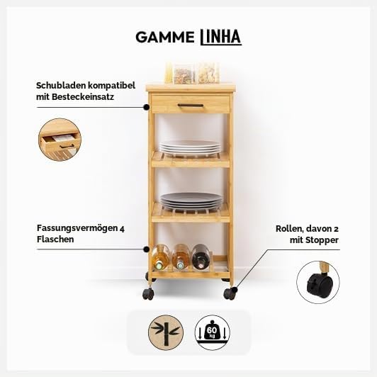 5five - beistelltisch 3 ebenen mittel modell "linha" bambus