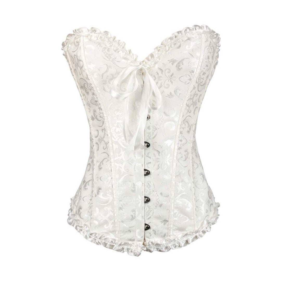 Damen Korsett Bauchweg Vollbrust Corsage Top Gothic Burlesque Schnüren Bustier, S