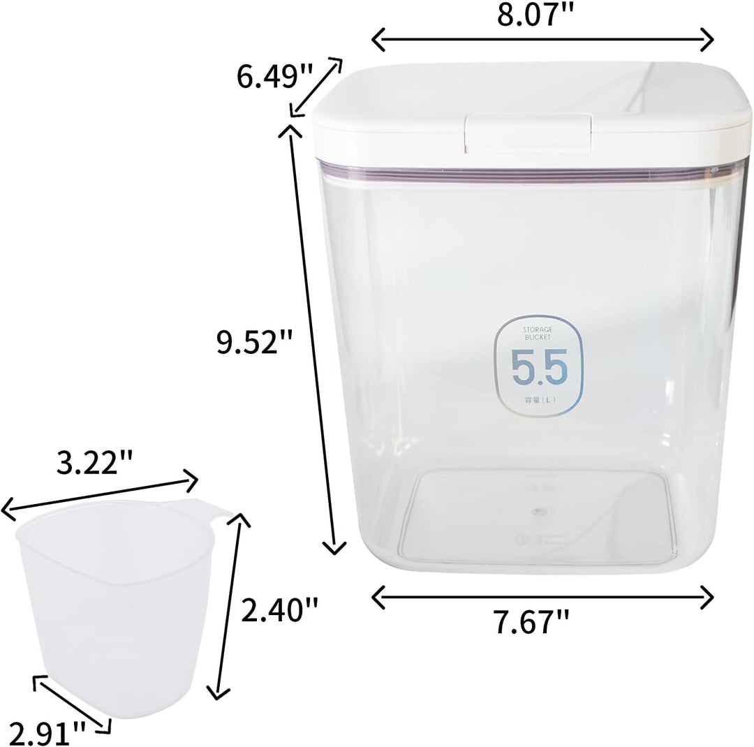 Luftdichter Reis-Aufbewahrungsbehälter, Mehlbehälter, 4,5 kg/5,81 qt, transparenter Lebensmittelbehä