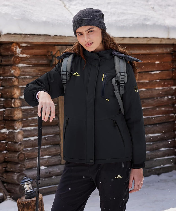 TACVASEN Damen Übergangsjacke Warm Winterjacke Gefüttert Wanderjacke Ski Jacket mit Wasserdichtem Re
