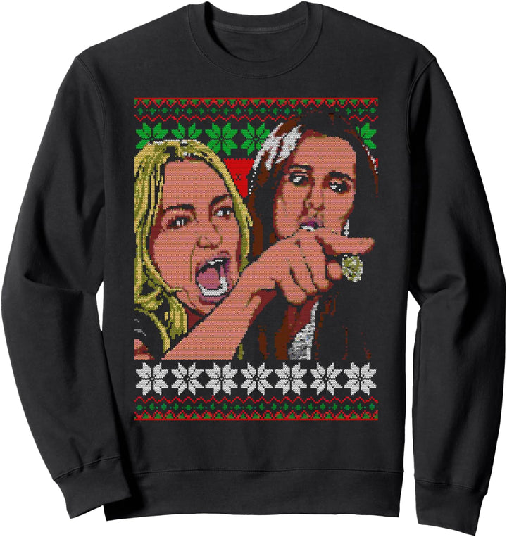 Frau, die ein Katzenmeme anschreit Weihnachts-Sweater Sweatshirt