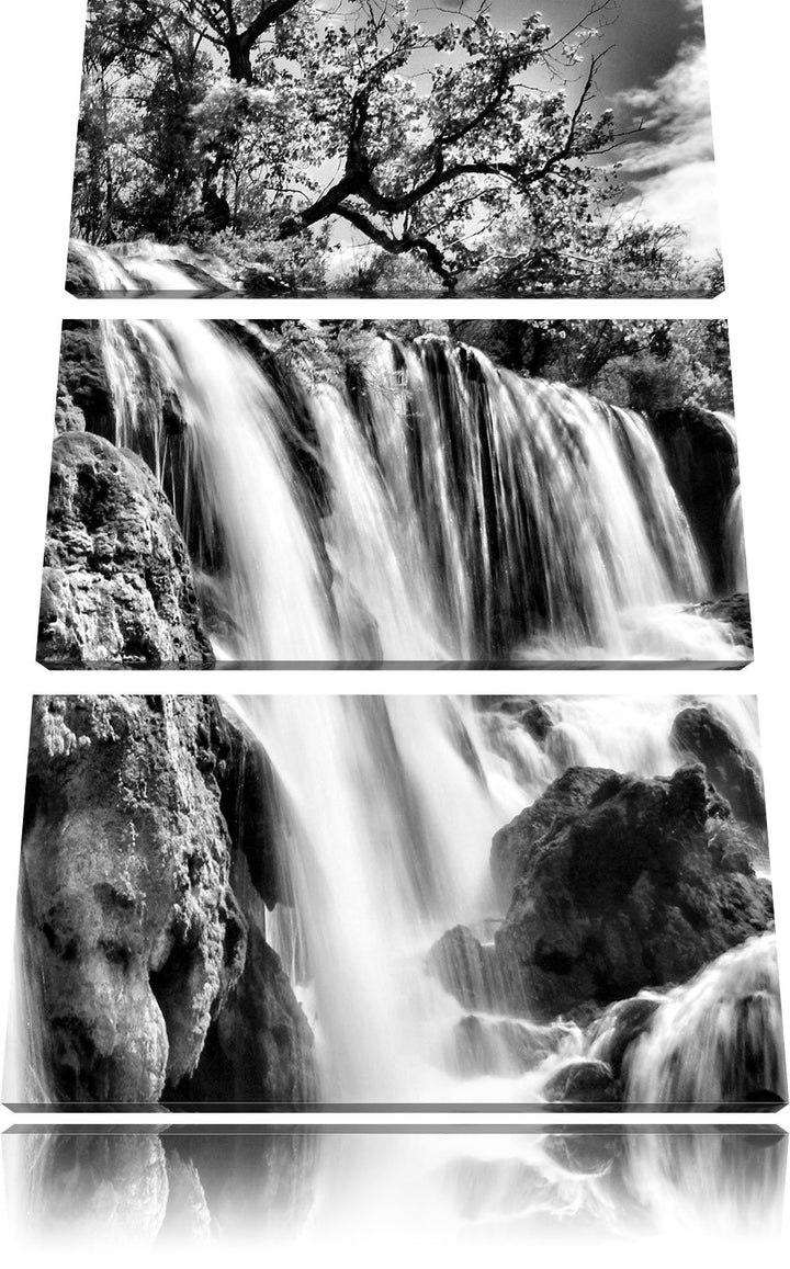 Pixxprint Wasserfall im Dschungel als Leinwandbild/Grösse: 3 Teilig (120x80) cm/Wandbild/Kunstdruck/