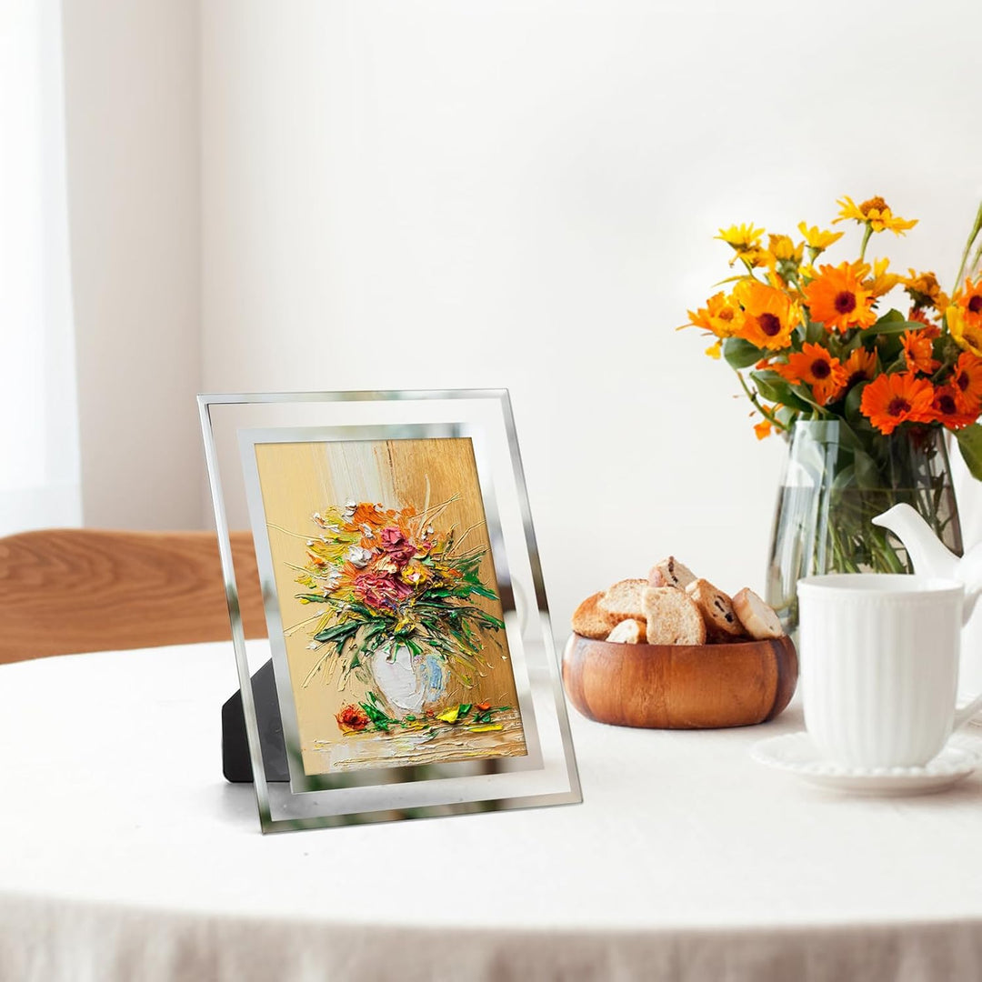 Giftgarden Bilderrahmen 13x18 cm Glas, Hochzeit Fotorahmen Silber für 18x13 Bilder, 2er Set Geburtst