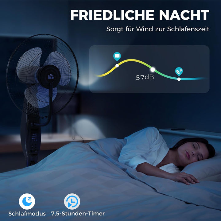 HOMCOM Ventilator mit Wasserkühlung, Standventilator mit Sprühnebel, Fernbedienung, Timerfunktion, 3