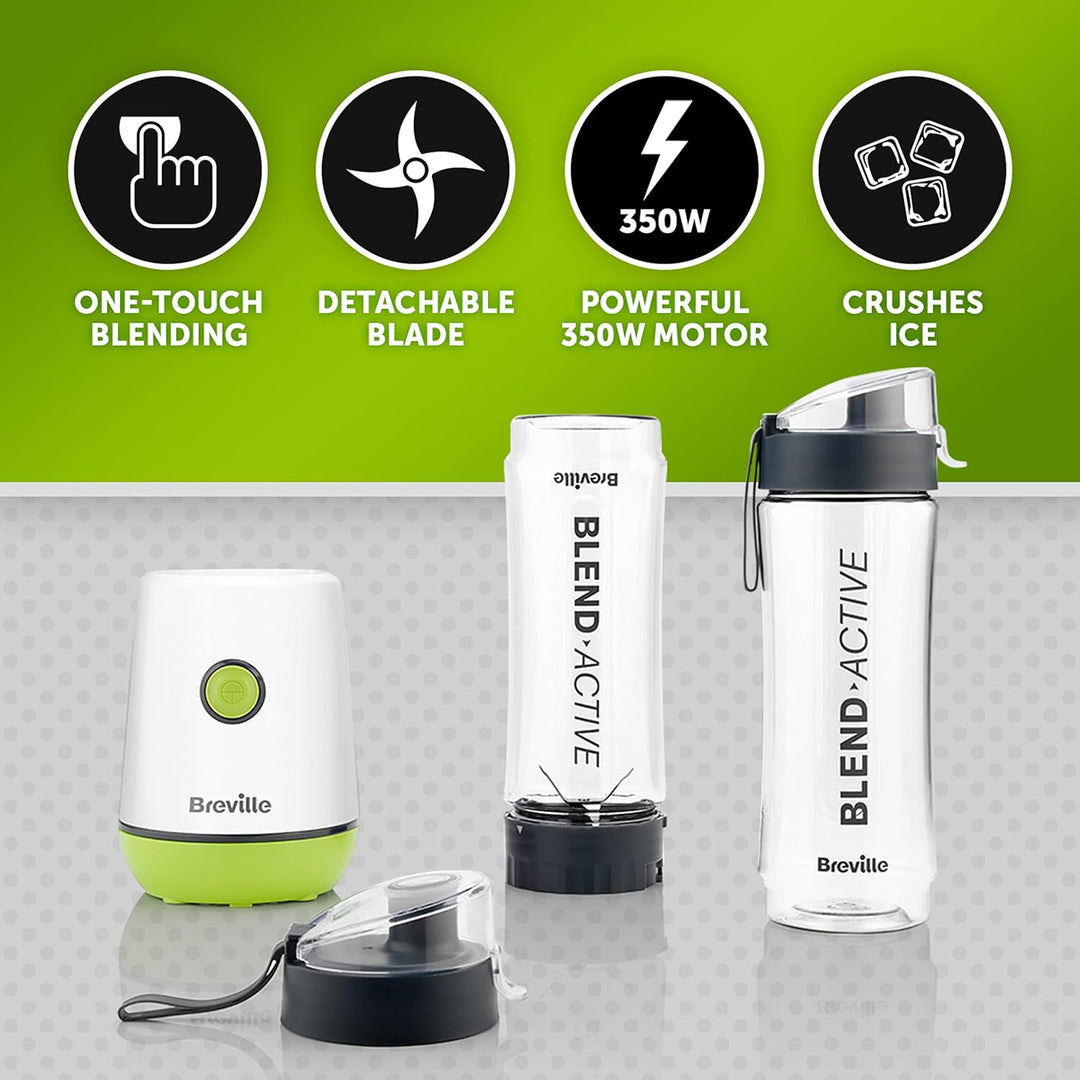 Breville Blend Active VBL246 persönlicher Mixer und Smoothie-Maker, 350 W, 2 tragbare Mix-Active-Fla
