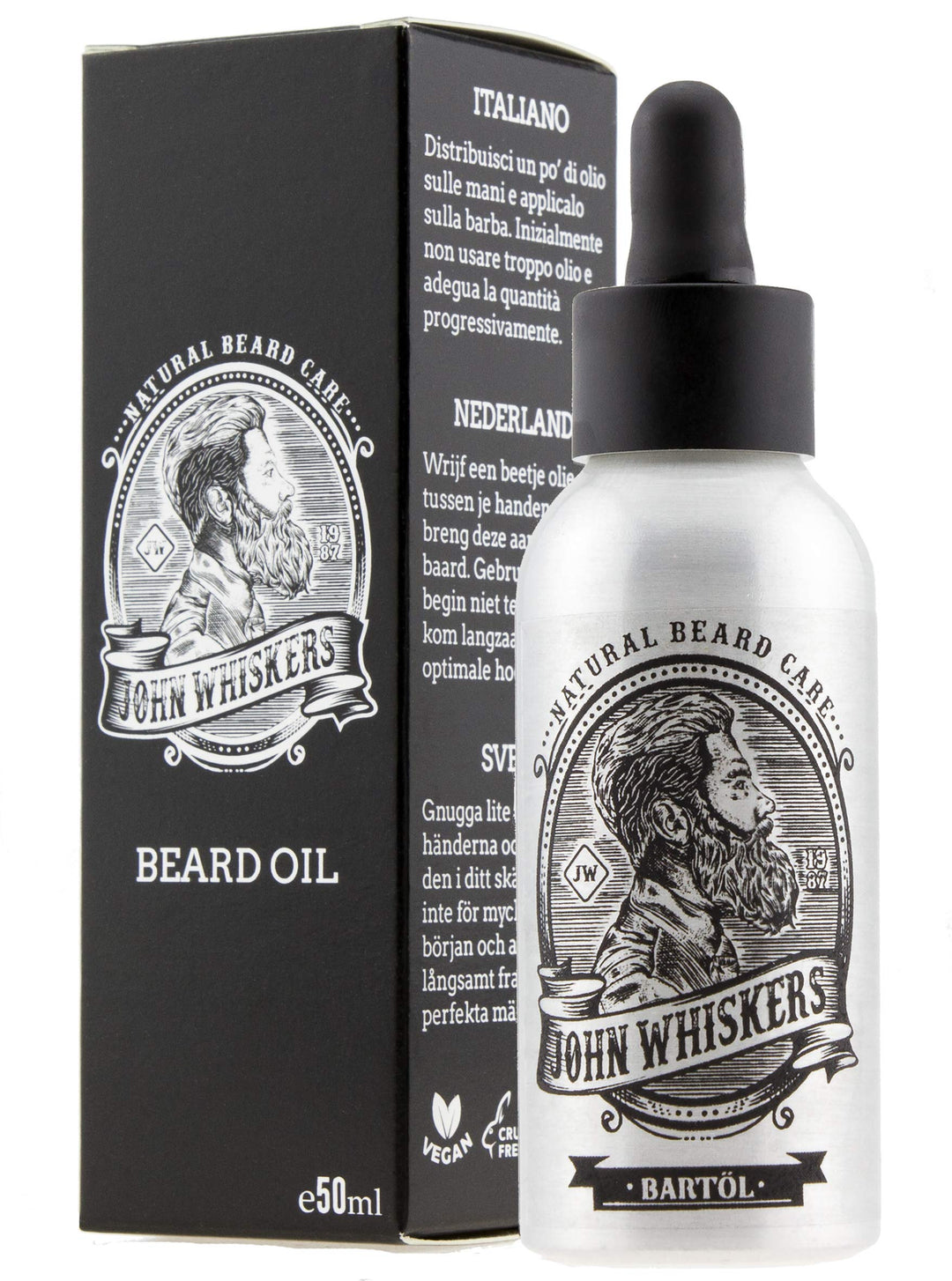 John Whiskers Bartöl Made in Germany - 50ml - beste Qualitätsöle für einen weichen und gesunden Bart