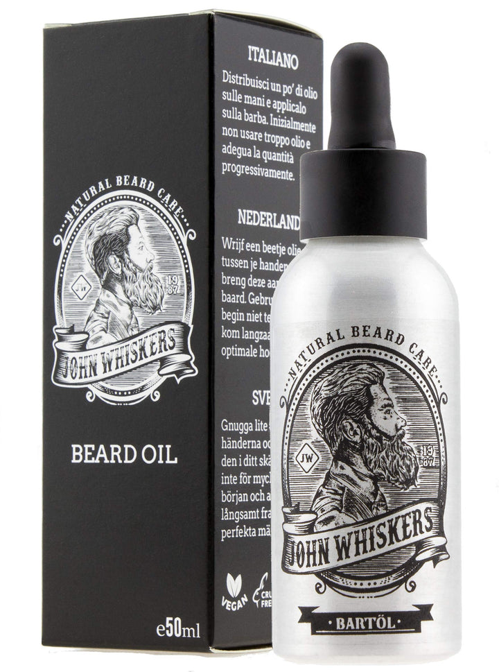 John Whiskers Bartöl Made in Germany - 50ml - beste Qualitätsöle für einen weichen und gesunden Bart