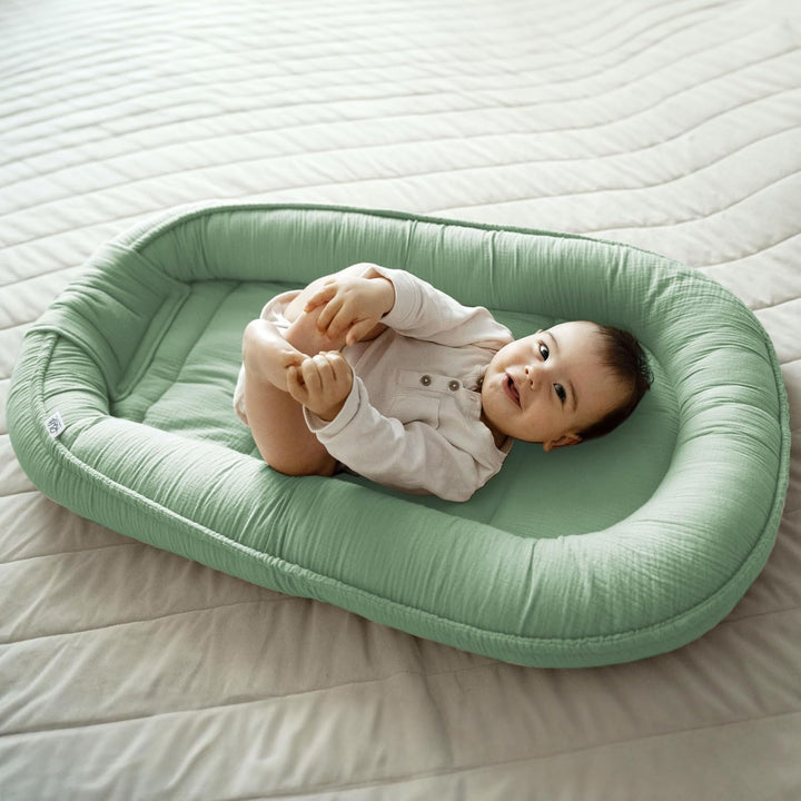 PALULLI® Set 2in1 Babynest und Einschlagdecke, 100% Musselinn, Baby Nestchen Set, Babynestchen - Bab