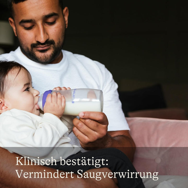Lansinoh Babyflaschen mit NaturalWave Sauger L, 330 ml - Doppelpack - für Babys ab 6 Monate - Anti K