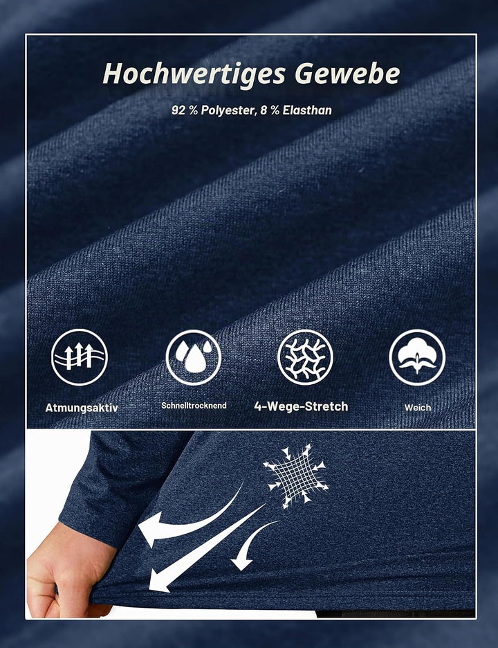 TACVASEN Pullover Herren Langarmshirt Half Zip Fleece Winterpullover Warm Atmungsaktiv Sport Sweatsh