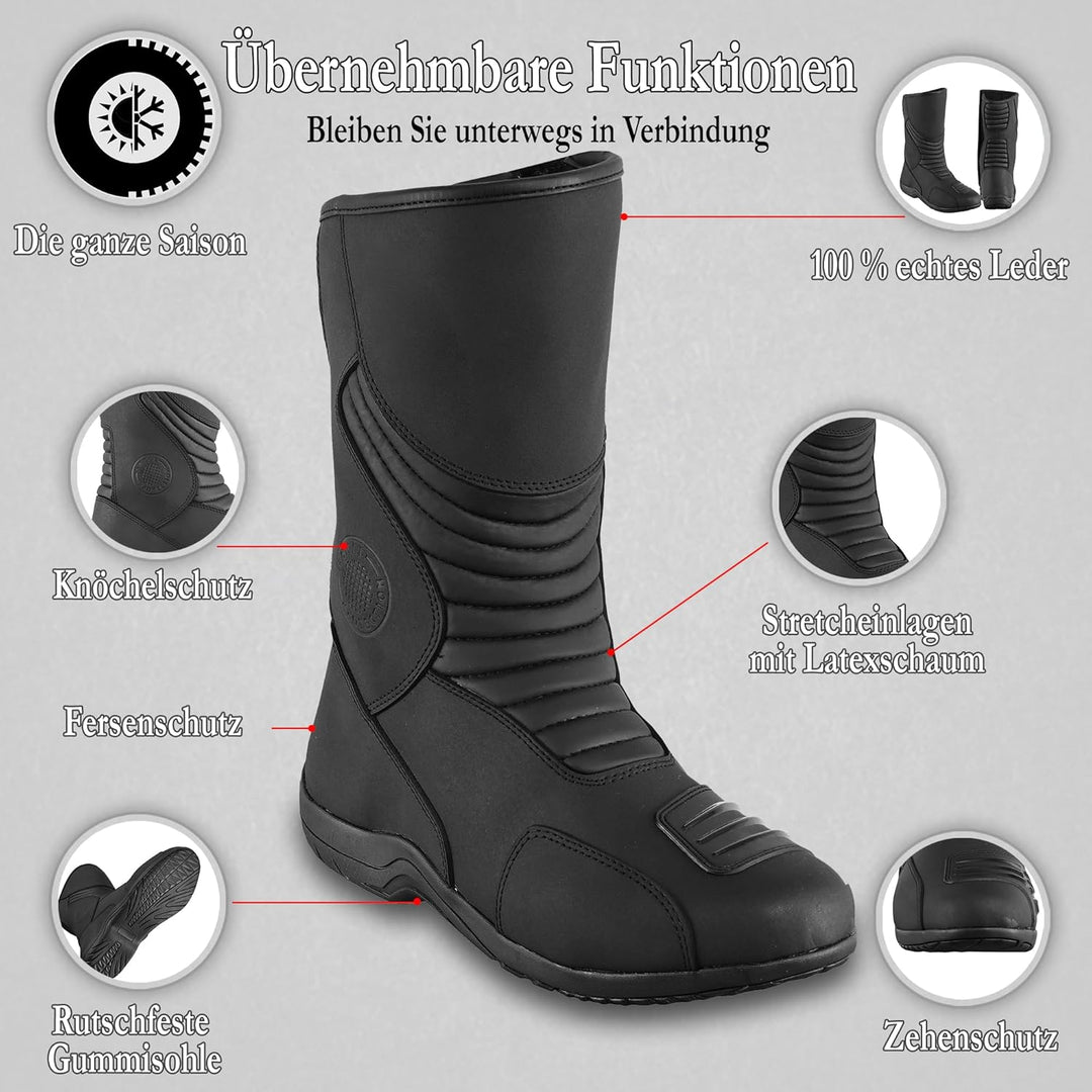 Vaster Moto Motorradschuhe für Herren, verstärkte Strassenschuhe, Motorradstossschutz, rutschfeste S