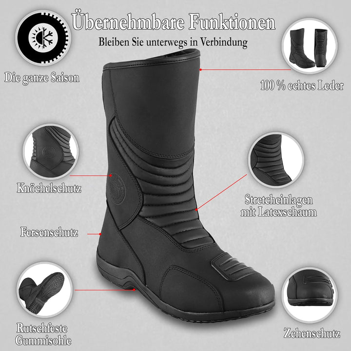 Vaster Moto Motorradschuhe für Herren, verstärkte Strassenschuhe, Motorradstossschutz, rutschfeste S