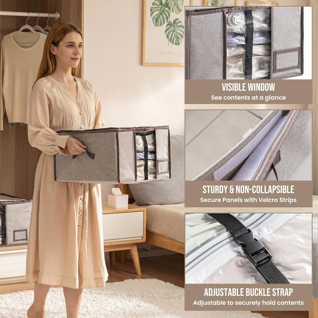 TAILI akuumbeutel für Kleidung mit Aufbewahrungsbox 2 in 1 Design 40 x 42 x 25 CM Vakuumbeutel für B