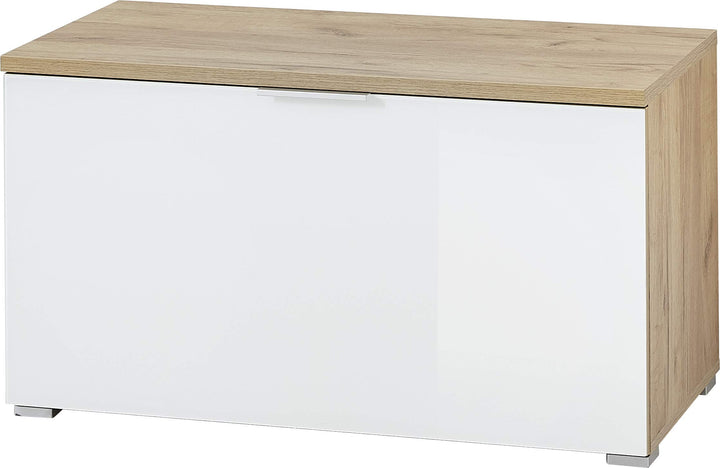 Germania Schuhbank 3972-242 GW-TELDE, in Navarra-Eiche-Nb./Weiss, Klappe mit Glasfront, 89 x 49 x 40
