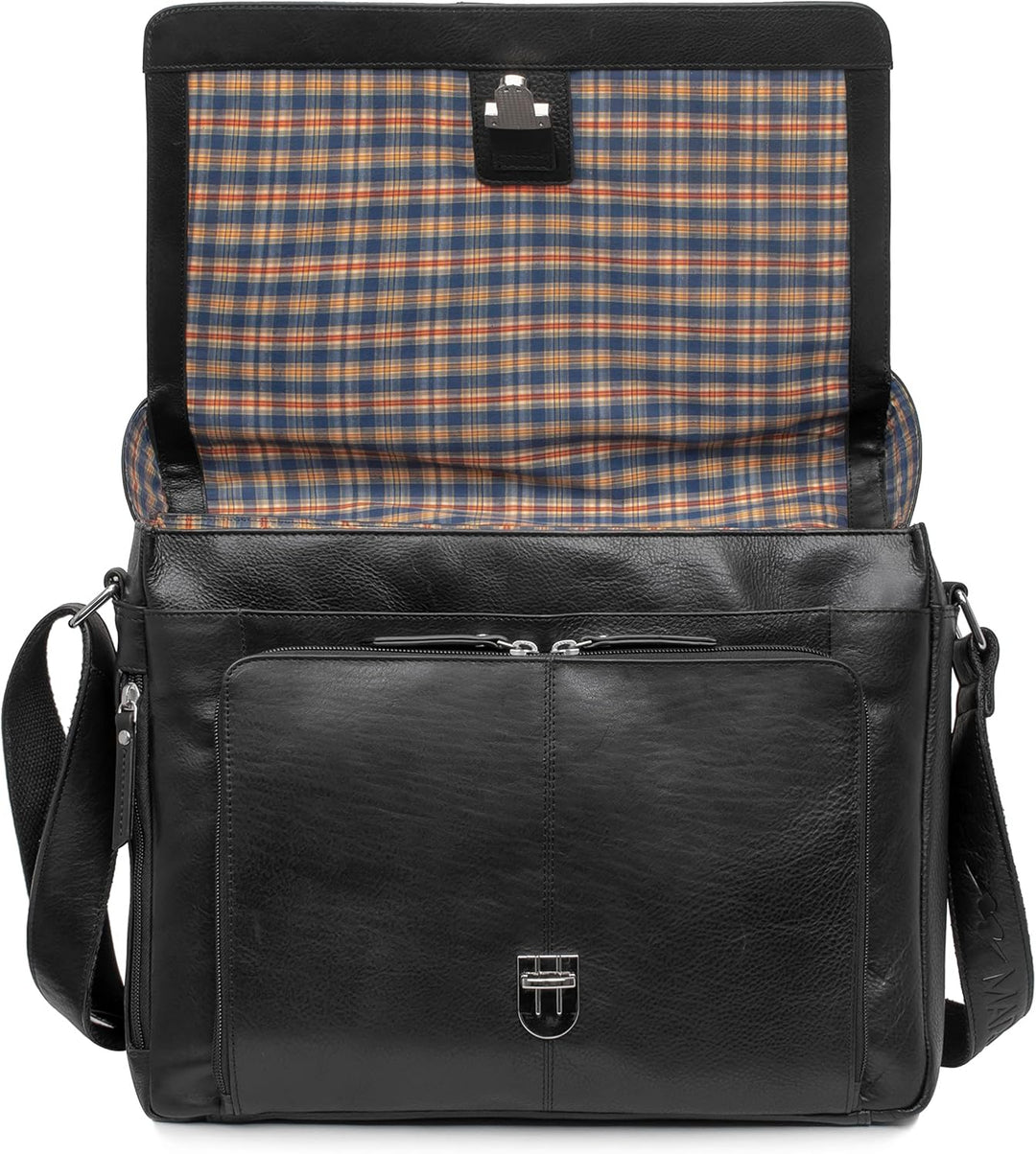 Marc Peter® Bergen leder Umhängetasche für Herren Damen | 15.6 Zoll Laptoptasche | Aktentasche aus e