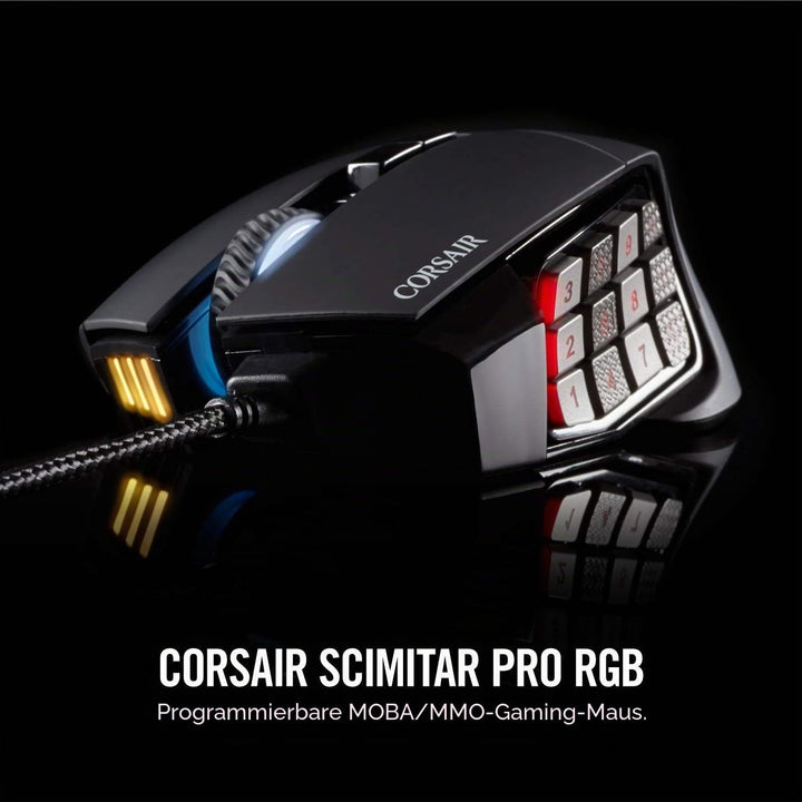 Corsair, USB, Scimitar Pro RGB – MMO Gaming Maus – 16.000 DPI optischer Sensor – 12 programmierbare