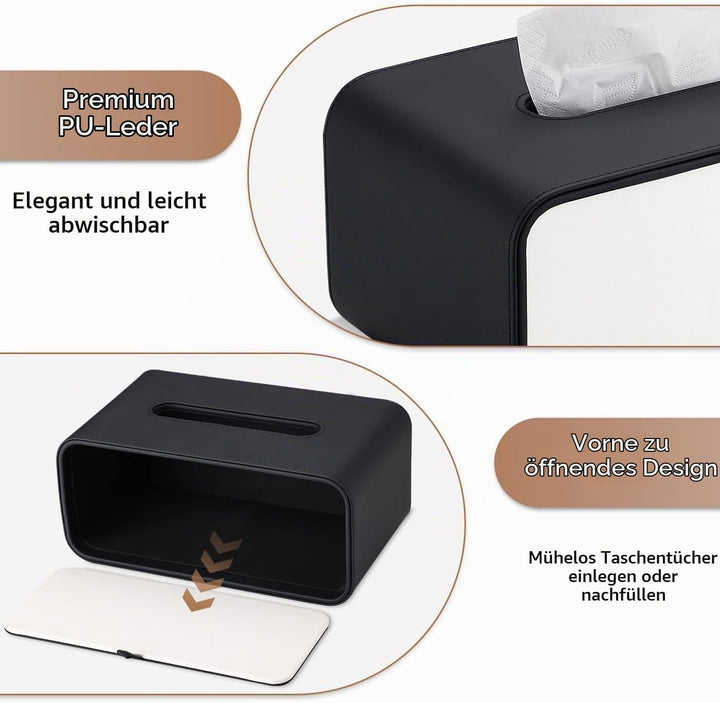 GORESE Taschentuchbox,Leder Rechteckige Kosmetiktücherbox Papiertaschentuchhalter Taschentuchspender