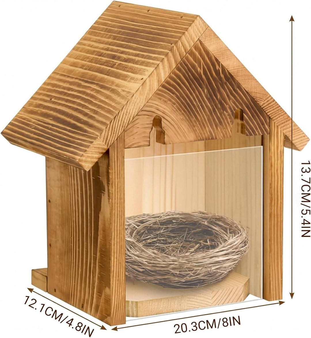 Vogelhaus, Fenster-Vogelhaus mit durchsichtiger Sichtscheibe – zum Aufhängen im Freien, leicht zu re