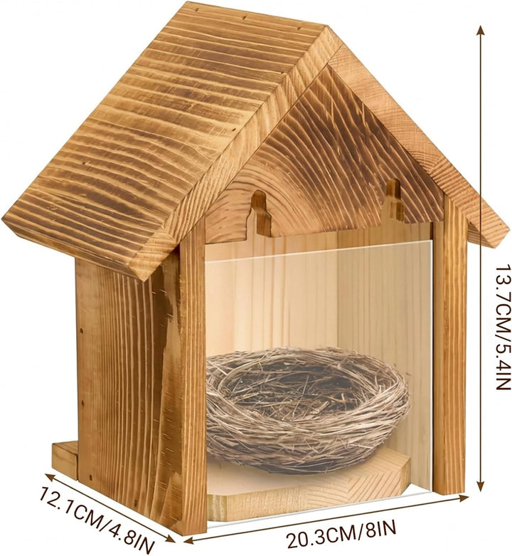 Vogelhaus, Fenster-Vogelhaus mit durchsichtiger Sichtscheibe – zum Aufhängen im Freien, leicht zu re