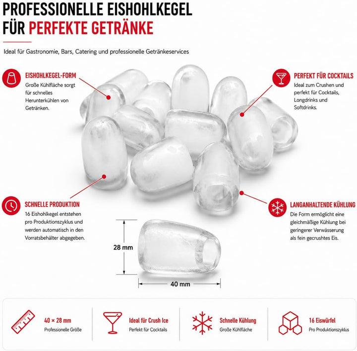 ZORRO - Eiswürfelbereiter ZEB 25 ECO - Gastro 25kg/24h- Eiswürfelmaschine mit