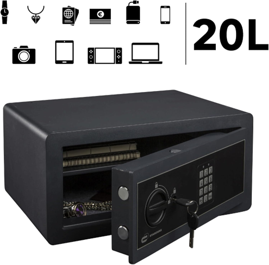 STANDERS - Elektronischer Safe - 20L - 30 x 43 x 20 cm - Wandtresor - Code-Safe - 2 Sicherheitsschlü