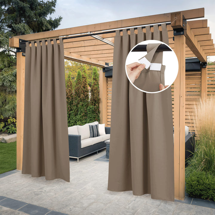 PONY DANCE Outdoor Gardinen Wetterfest 2er Set H 213 x B 132 cm Outdoor Vorhang mit Abnehmbaren Schl