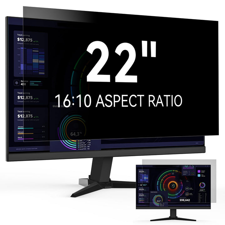 Computer Monitor Sichtschutz 22 Zoll Seitenverhältnis 16:10, Anti Blaulicht Blendschutz Displayschut