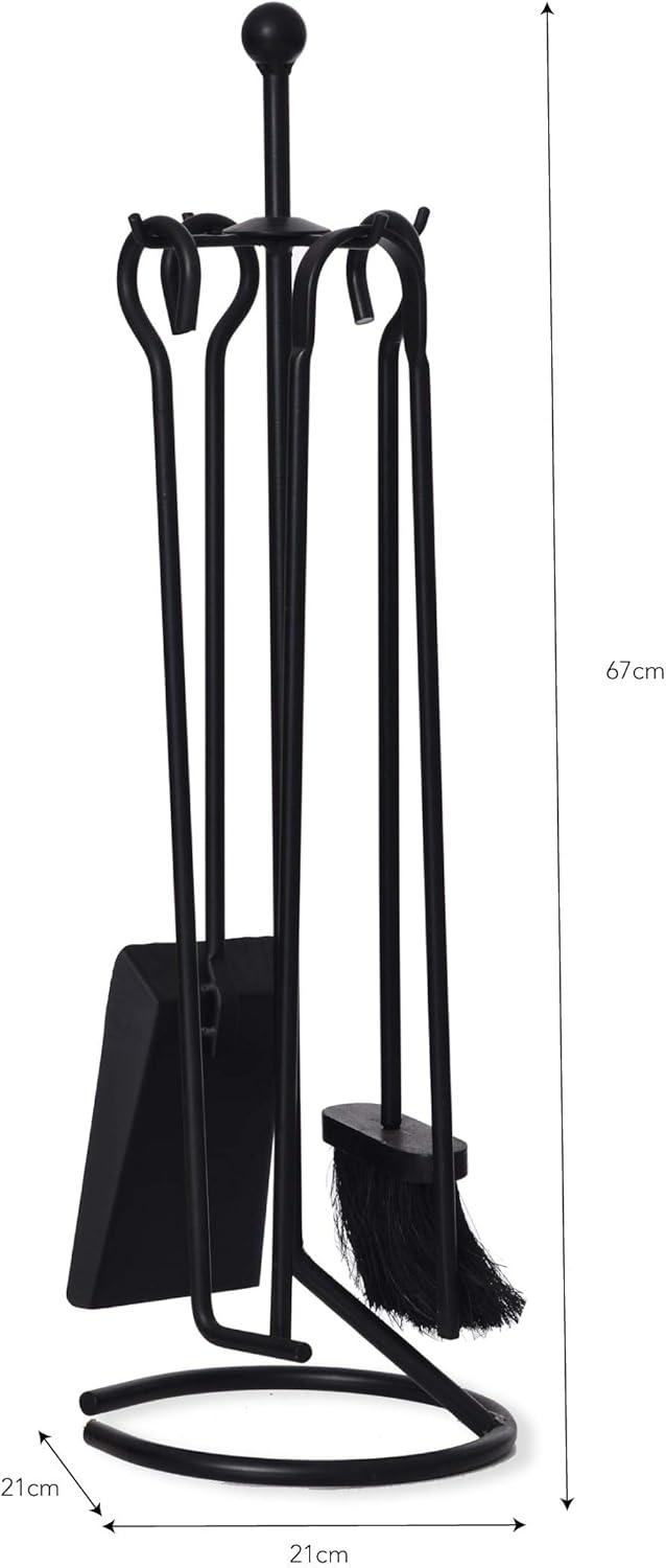 CKB LTD V2 Traditionelles Kaminofen-Set, Schmiedeeisen, inklusive Bürste, Schaufel, Zange und Schürh