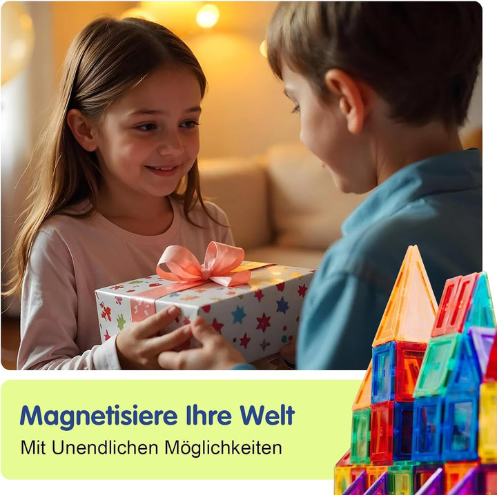 SURFOU 58 Magnetische Fliesen Kinderspielzeug STEM Magnet Montessori Spielzeug, Sensorisches Spielze