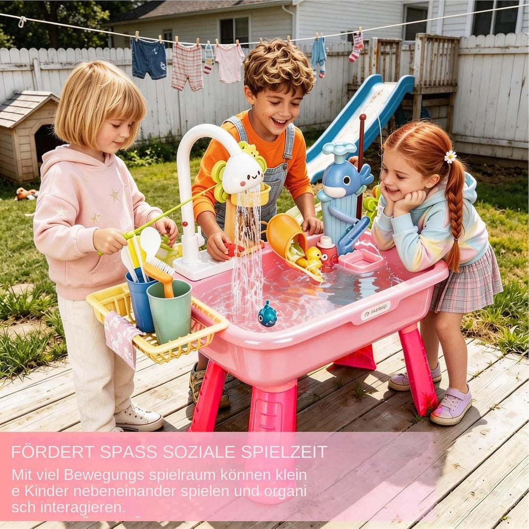 Sand- Und Wasserspieltisch, 54 X 29 X 53 cm, Outdoor-Aktivitäts-Wassertisch, Drehbarer Wasserhahn, K
