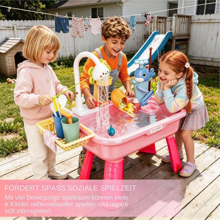 Sand- Und Wasserspieltisch, 54 X 29 X 53 cm, Outdoor-Aktivitäts-Wassertisch, Drehbarer Wasserhahn, K