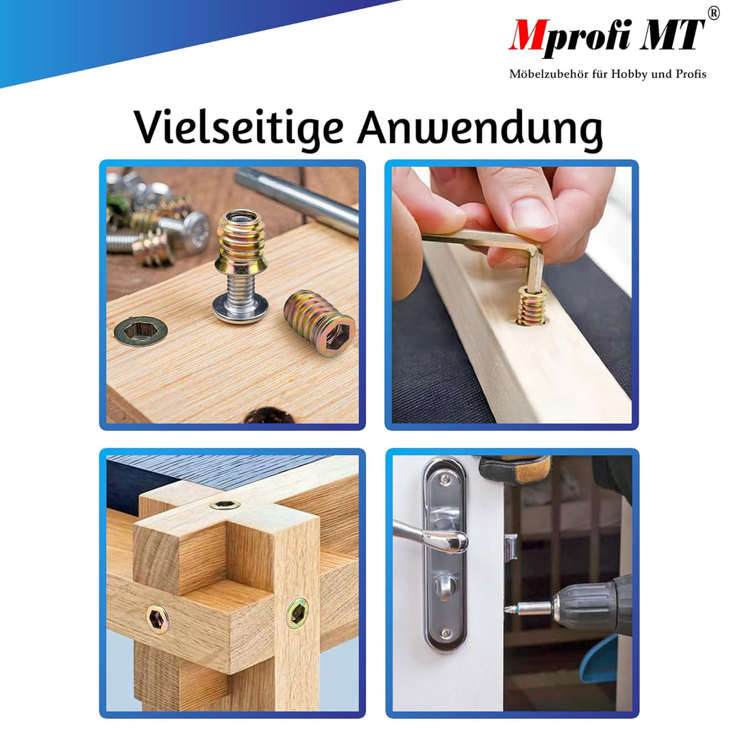 50 X Mprofi MT® Einschraubmutter-Einschraubmuffen-Innensechskantmuttern-Einschraubmutter-Gewindemuff