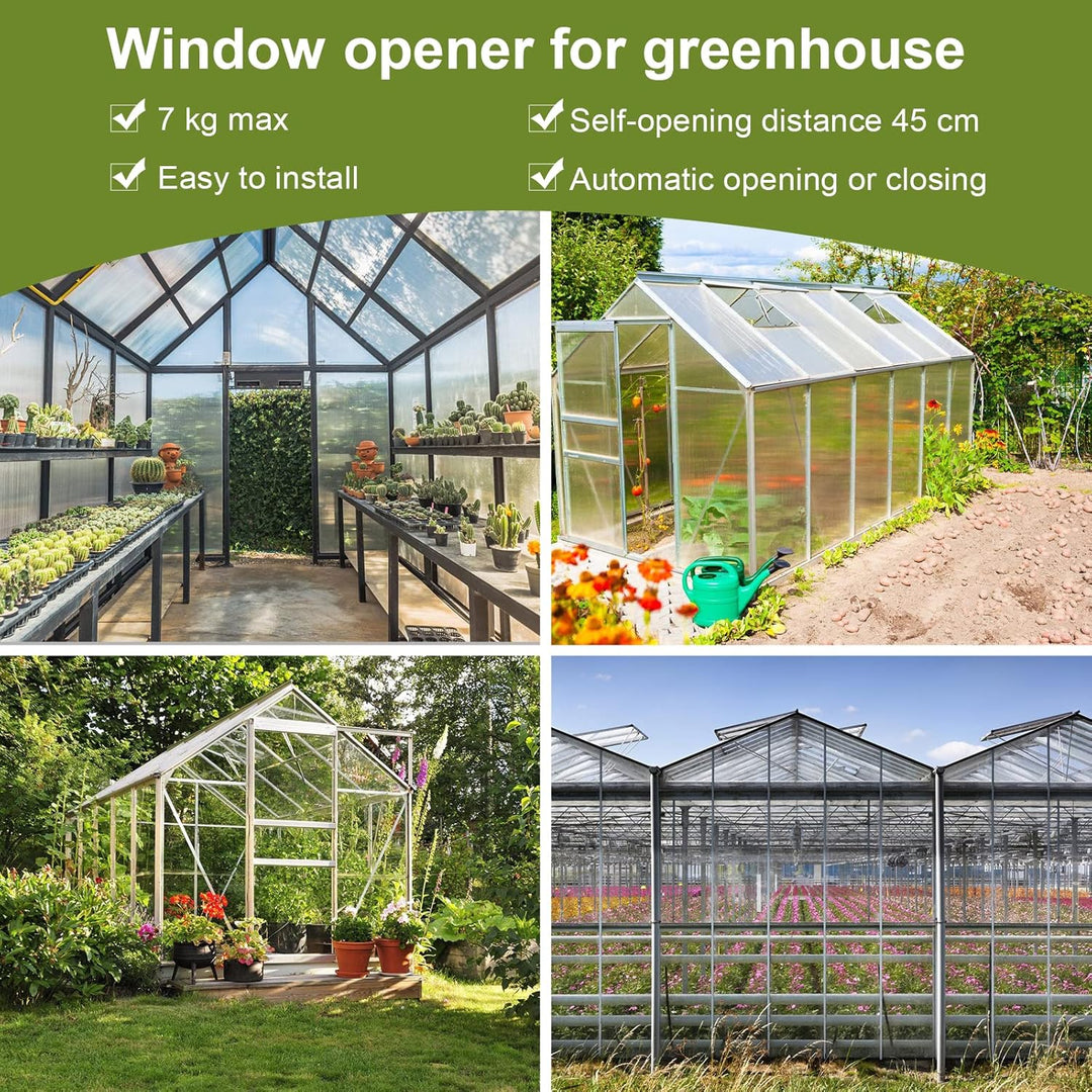 Sonnewelt 2×Fensteröffner Automatischer Fensteröffner für alle Gewächhäuser 7 kg Hubkraft 45cm Öffnu