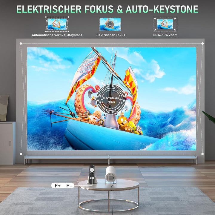 [Netflix-zertifizierter & Elektrischer Focus] Beamer 17000L 1080P Mini Beamer mit WiFi & Bluetooth P