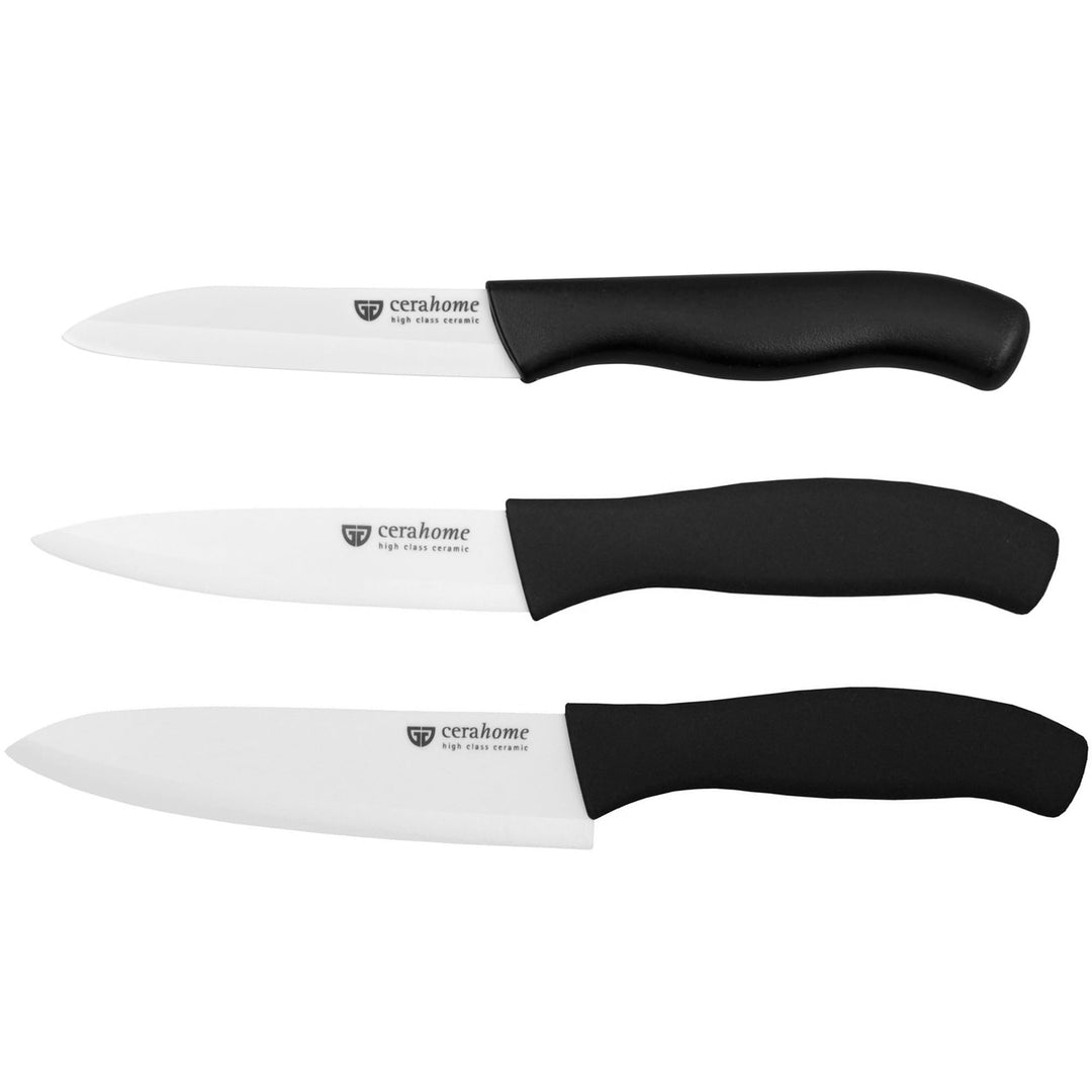 GRÄWE Keramikmesser Set, Scharf, 3er Pack Messerset, Küchenmesser, Gemüsemesser und Kochmesser aus K
