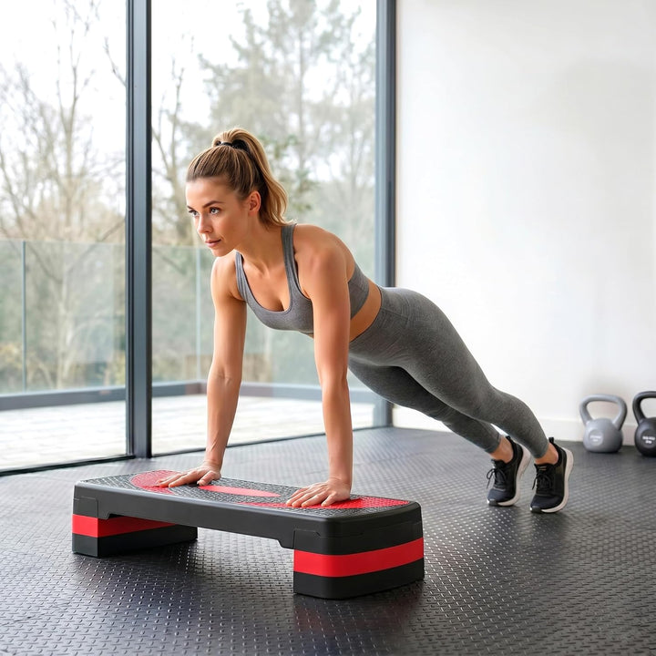 HOMCOM Steppbrett höhenverstellbar Fitness Stepper mit Antirutschbelag 3 Stufen (10/15/20 cm) Rutsch