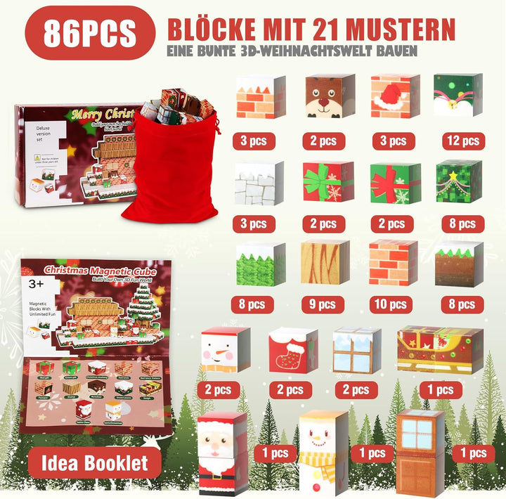 Magnetische Bausteine- Baue Mine Magnet Welt Zauberportal Set Christmas, Magnetische Bauwelt Kleinki