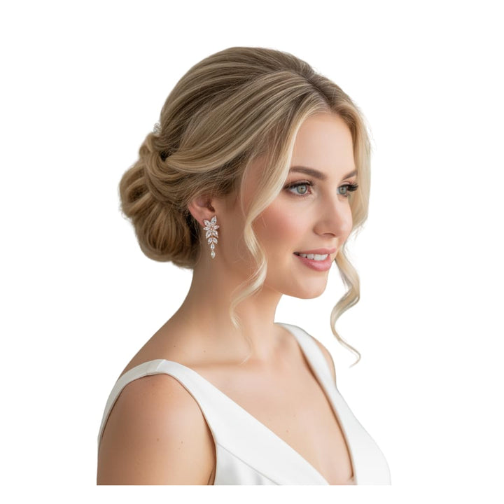 ONDEGO® ROSEGOLD Ohrringe Blatt Blätter Creolen Ohrstecker Brautschmuck Geschenk Weihnachtsgeschenk