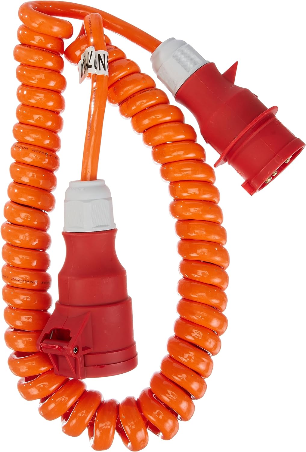 as - Schwabe CEE Baustellen-Spiralkabel 5 m, ausziehbare Leitung H07BQ-F 5G2,5, mit CEE-Stecker + CE