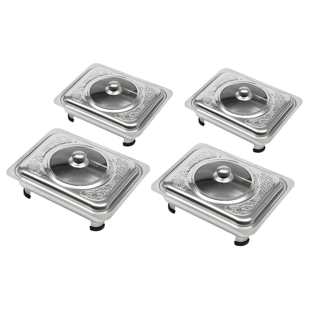 4 PCS Chafer Pan Buffet Tablett mit Deckel Chafing Tabletts Rechteckiges Chafing Dish Buffet Set Buf