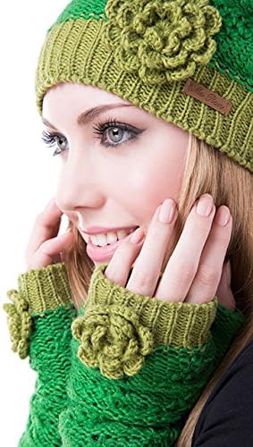 McRon Damen Gestrickte Pulswärmer Modell Lana Blau, Blau
