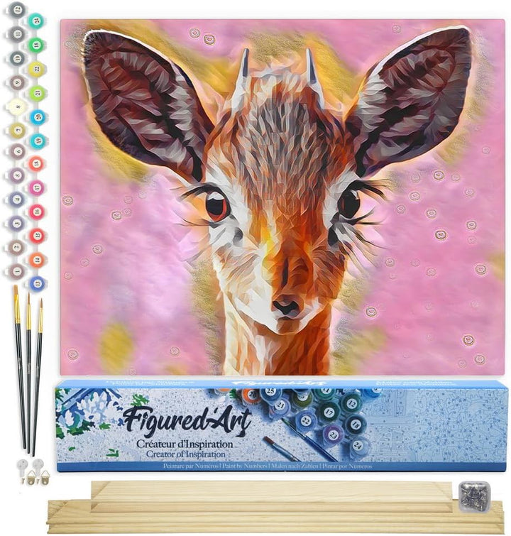 Figured'Art Malen Nach Zahlen Erwachsene Mit Rahmen Süsse Hirschkuh - Paint by Numbers Basteln DIY B