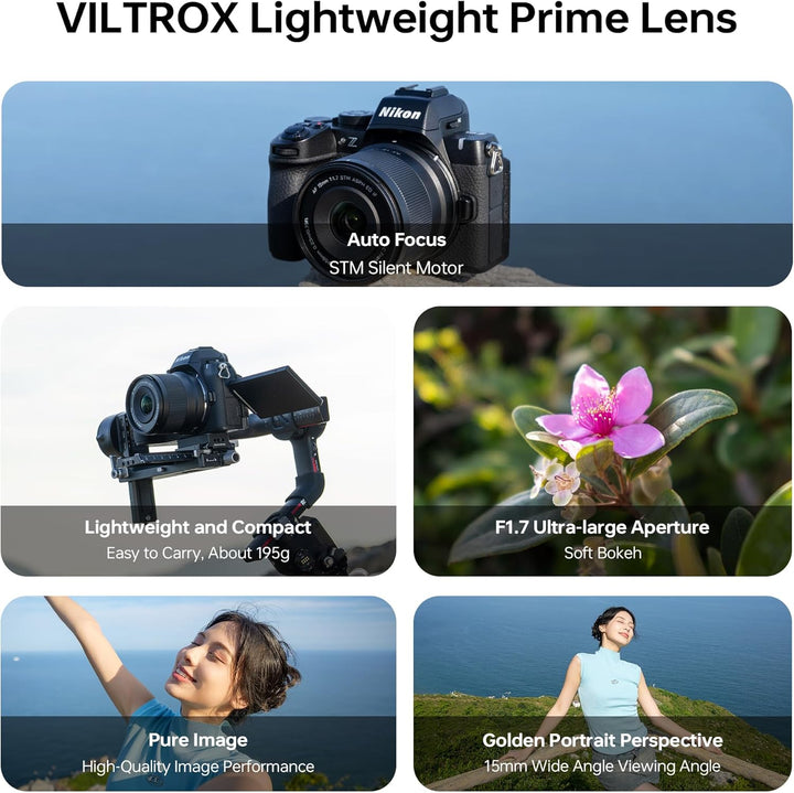 VILTROX AF 15mm F1.7 Objektiv für Nikon Z-Mount, f/1.7 APS-C Autofokus-Festbrennweite mit grosser Bl