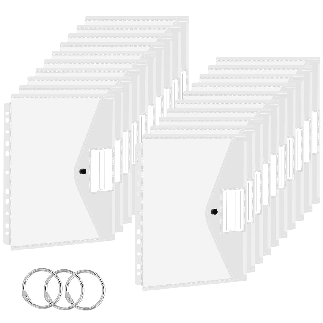 TOOELMON Dokumentenmappe A4, 20 Stück Premium Transparent Dokumententasche Kunststoff mit Druckknopf
