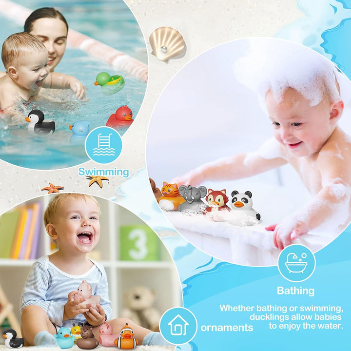 25er Set Badeente Baby Gummiente Badewannenspielzeug ohne Löcher Badespielzeug Weiches, schwimmendes