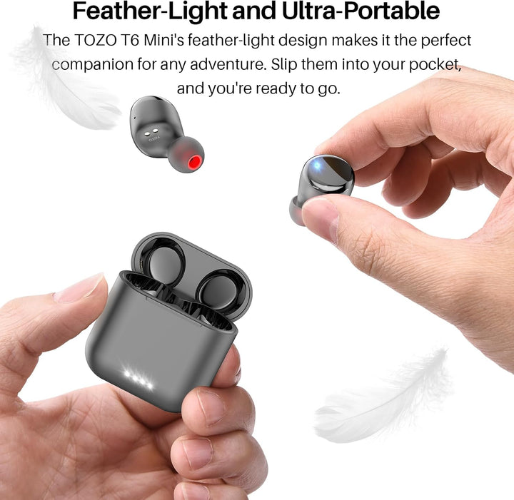 TOZO T6 Bluetooth Kopfhörer Kabellos In Ear Kopfhörer Touch Control mit Kabellosem Ladecase, IPX8 Wa