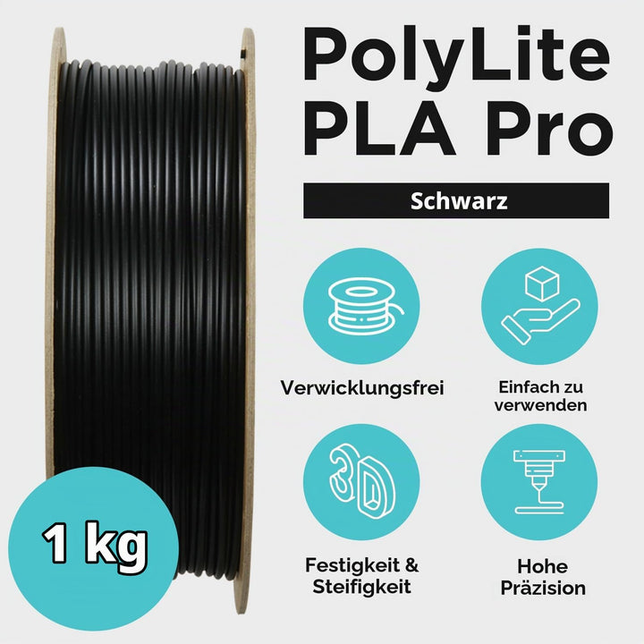 Polymaker PolyLite PLA PRO Schwarz - 1.75mm - 1kg Schwarz 1,75mm, Schwarz 1,75mm