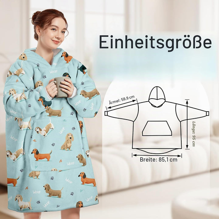 Queenshin Hoodie Decke mit Ärmeln Kuscheldecke Deckenpullover für Damen Herren, Tragbare Decke zum A