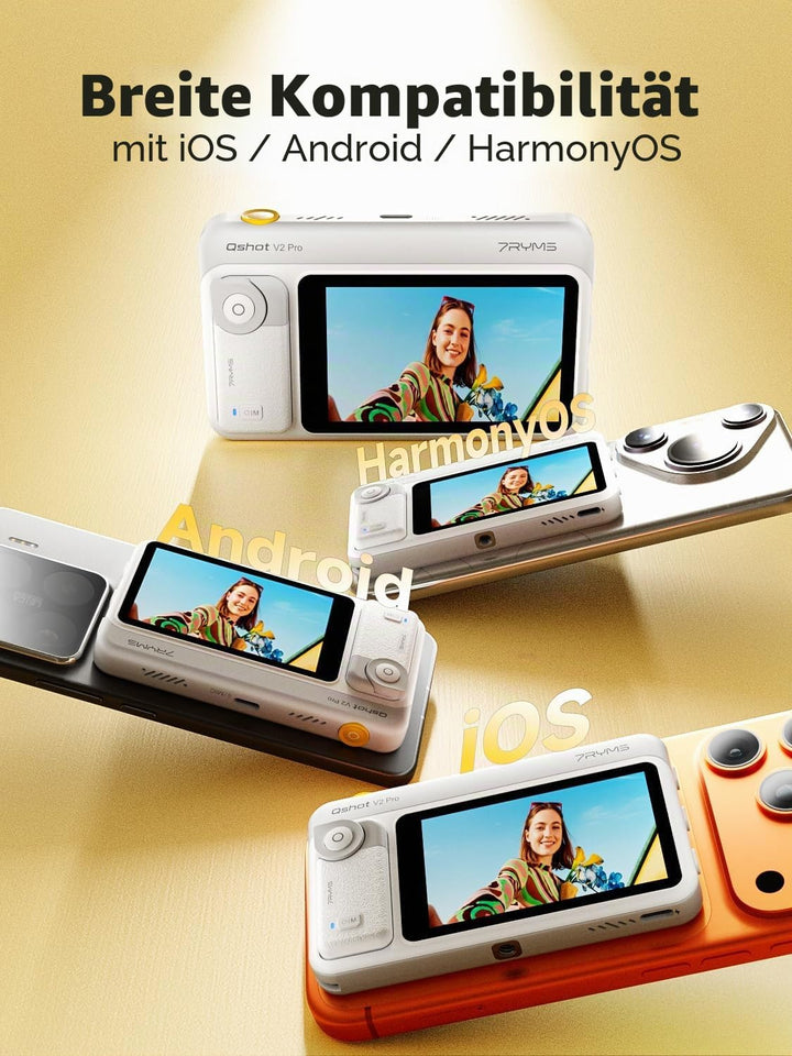 7RYMS Qshot V2 Pro Selfie Monitor, Magnetischer Smartphone Rückkamera Bildschirm für iPhone &amp; Androi